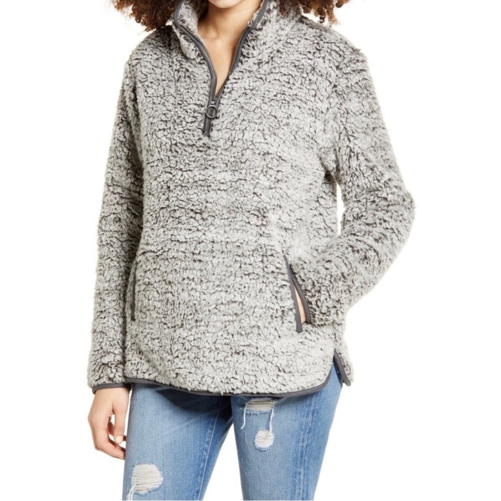 Thread and Supply Fleece Half Zip in Gray Size Small